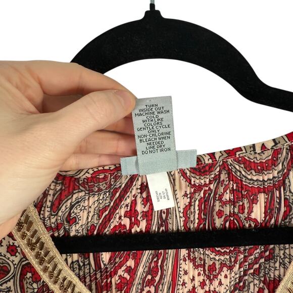 Catherines Red Paisley Tunic Blouse Boho Work Office Womens Plus Size 3x - Picture 5 of 6